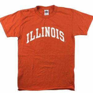 Vintage Illinois t-shirt graphic spell out Delta orange Small Collegiate Preppy